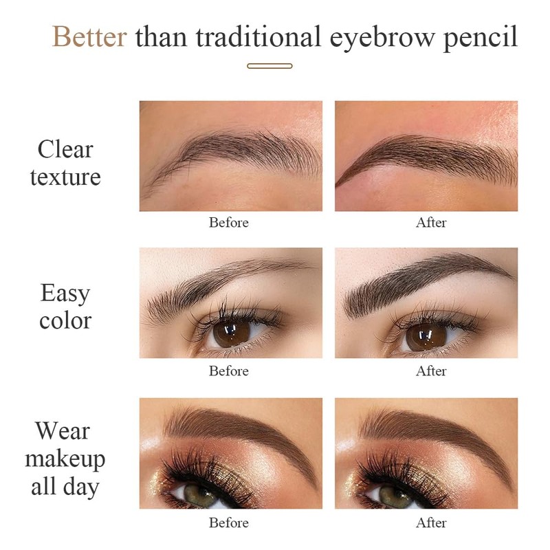 FDEETY Waterproof Light Brown/Dark Brown 3D Magic Eyebrow Pencil with