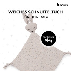 Hauck Baby Cuddle N Play, Muslin Cotton Comforter for Boys and Girls, Cuddly Toy and Comforter, Cuddly Toy, Washable at 60°C, 25 x 25 cm (Rabbit Beige Dots)