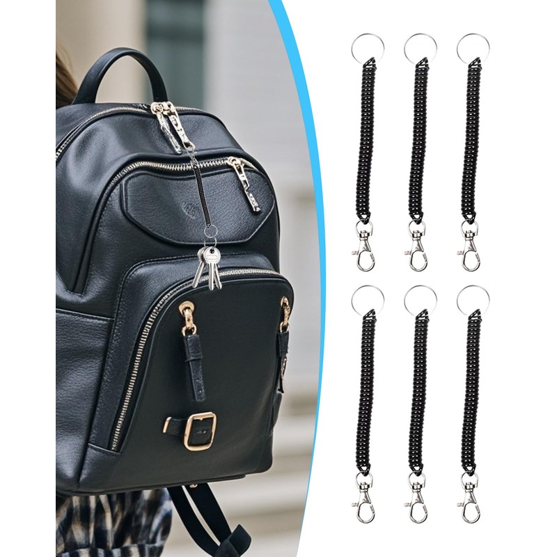 KGDUYC 6 Pieces Key Chain Extendable Spiral Key Chain, Retractable