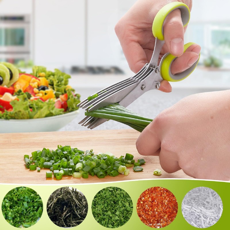 Herb Scissors, Stainless Steel Kitchen Scissors, 5 Blades, Herb Scissors