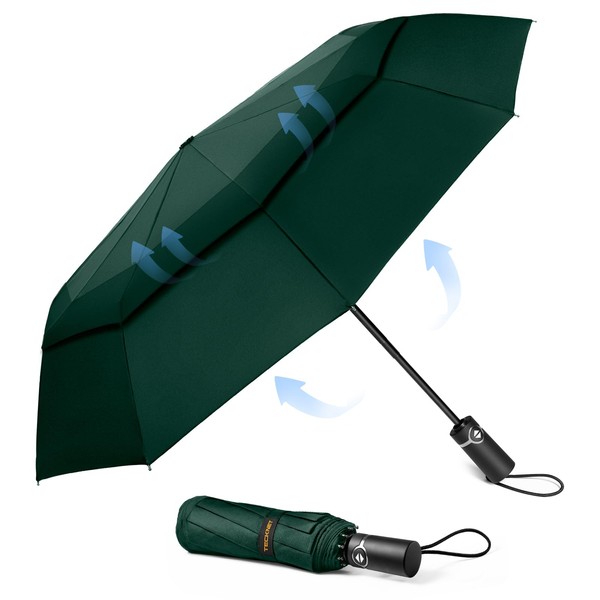 TECKNET Windproof Umbrella for Rain, Automatic Large Pocket Umbrella with