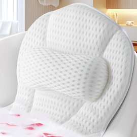 SQLHM Bath Pillows for Tub,Luxury Bath Pillow for Neck and Back Support-with Comfortable Breathable Cotton 6 Non-Slip Suction (Regular Version)