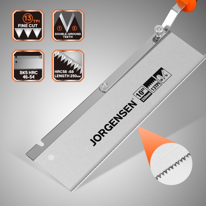 JORGENSEN 10" Dovetail Reversible Saw, Professional Cutting Jamb Saw, 13TPI