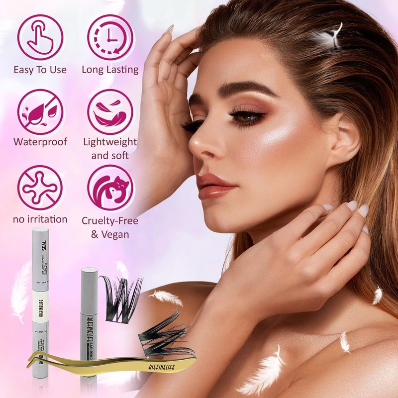 Waterproof Lash Clusters Kit - Hypoallergenic 8-18mm Cluster Lashes with