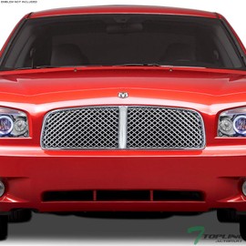 TLAPS 7422442359387 Compatible With 2005 2006-2010 Dodge Charger Chrome Mesh Front Bumper Grill Grille