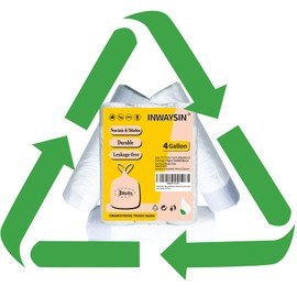 Bolsas de basura pequeñas para baño, bolsas de basura de 4 galones con cordón, forro para cesta de basura Inwaysin blanco, 15 L, 54 unidades