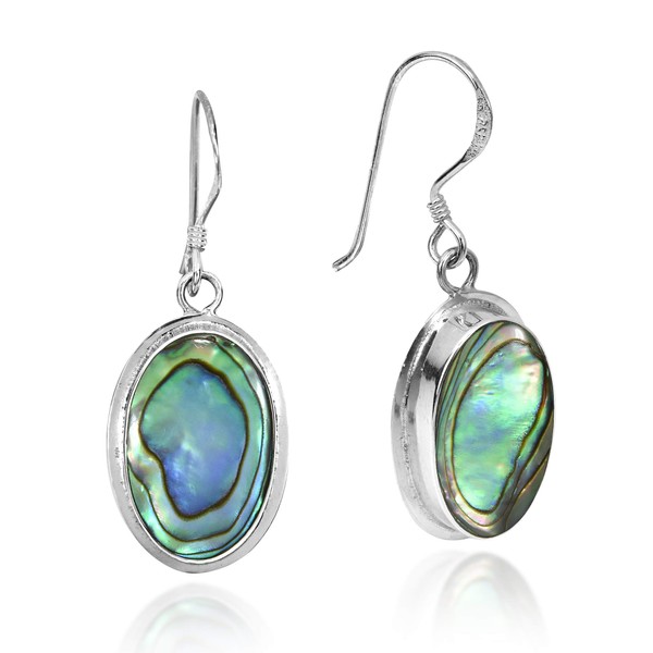 Aeravida Simply Elegant Oval Abalone Shell Inlay on .925 Sterling