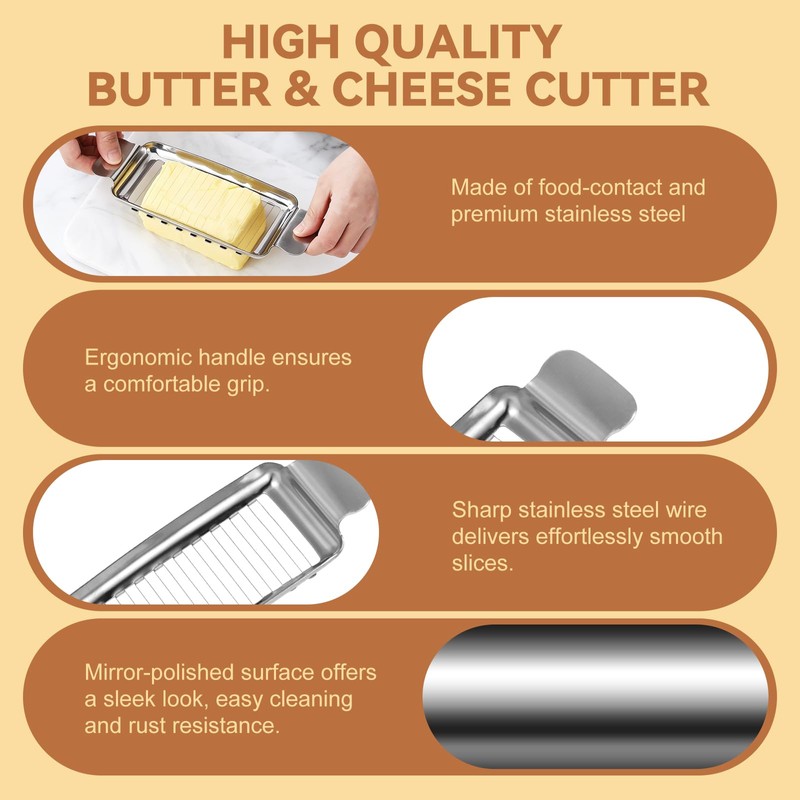 2Pcs Cheese Slicer & Butter Slicer Cutter for Block Cheese,