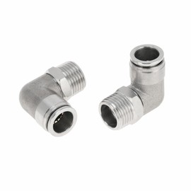 RATCHROLL Push to Connect Air Fittings 35/64" 90 Degree Air Line Quick Joint 304 Stainless Steel 1/2"BSPT 2 Pcs Silver Tone