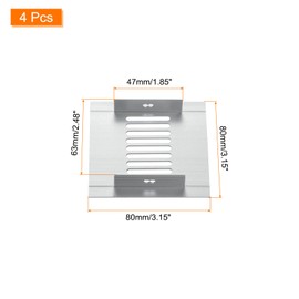 sourcing map Air Vents Cover, 4Pcs 80m x 80mm - Aluminum Alloy Mesh Air Return Vent Cover, Rectangle Louvered Ventilation Grille for Shoe Cabinet Wardrobe (Silver)