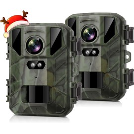 Mini Trail Cameras 2Pack 24MP 1080P Game Camera with Fast 0.2s Motion Activated, Clear 65ft Night Vision Waterproof for Hunting, Wildlife Deer Cam