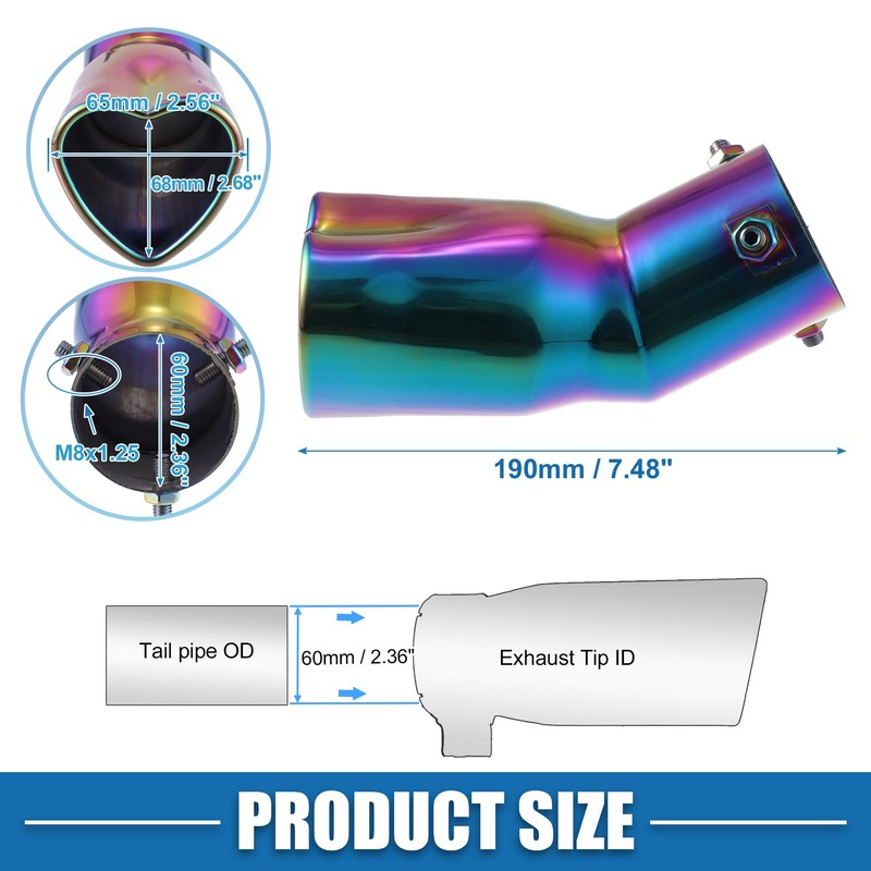 X AUTOHAUX Car Curved Exhaust Tip Pipe Heart Shape 2.36"