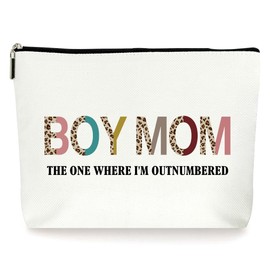 ZYQFN Boy Mom Cosmetic Makeup Bags, New Mom Gifts, Mothers Day Christmas Birthday Baby Shower Gifts for Women, Leopard Lovers Zipper Pouch Bag, Travel Toiletry Bag for Women. (046)