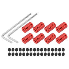 MECCANIXITY 3.17mm to 4mm Bore Rigid Coupling 20mm Length 12mm Dia M4 Aluminum Alloy Shaft Coupler Connector for 3D Printers DIY Car Boat Red, with 8pcs Coupling, 32pcs Screws, 2pcs Wrench