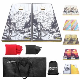 Tailgating Gmall Cornhole Board Set 4FTx2FT Solid Wood Regulation Size Cornhole Set Includes 8 Cornhole Bags for Adults (White Colorado)