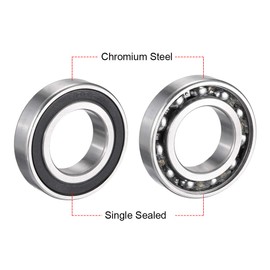 sourcingmap 2pcs Deep Groove Ball Bearing 6006RS Single Sealed, 30mm x 55mm x 13mm Chrome Steel Bearings