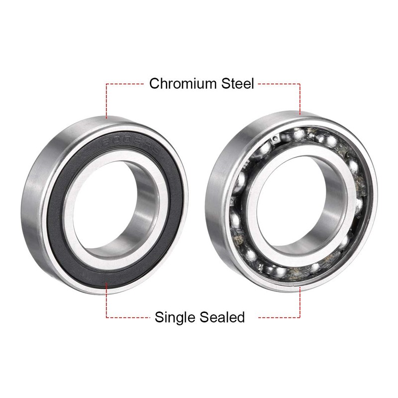 sourcingmap 2pcs Deep Groove Ball Bearing 6006RS Single Sealed, 30mm
