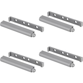 Gedotec Push Catch Plastic Automatic Push to Open Door Opener Grey - Slim | Door Catch Strong | Pressure Opener for Cabinet Doors | Pack of 4 - Furniture Catch Drawer & Cabinet Doors