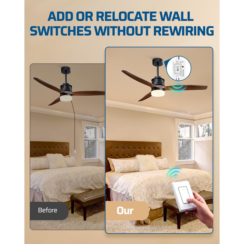 DEWENWILS 3 Way Wireless Light Switch and Receiver Kit, Remote