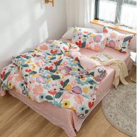 Getiya cartoon bedding set for children, adults, chic bedding set with pillow case, natural cotton duvet cover with cute pattern, zip, bedding set for children