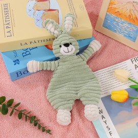 Apricot Lamb Corduroy Bunny Cuddly Security Blanket for Babies, Soft Loveys for Baby Boy and Girl, 11.9 Inches for Newborn, Infant and Toddlers (Green)
