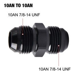 EVIL ENERGY 10AN Male to Male Flare Coupler Union Straight Fuel Hose Adapter Fitting Black