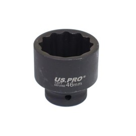 US PRO 3/4-inch Drive 46mm 12-Point Impact Socket, Chrome-Moly Steel, Black Phosphate