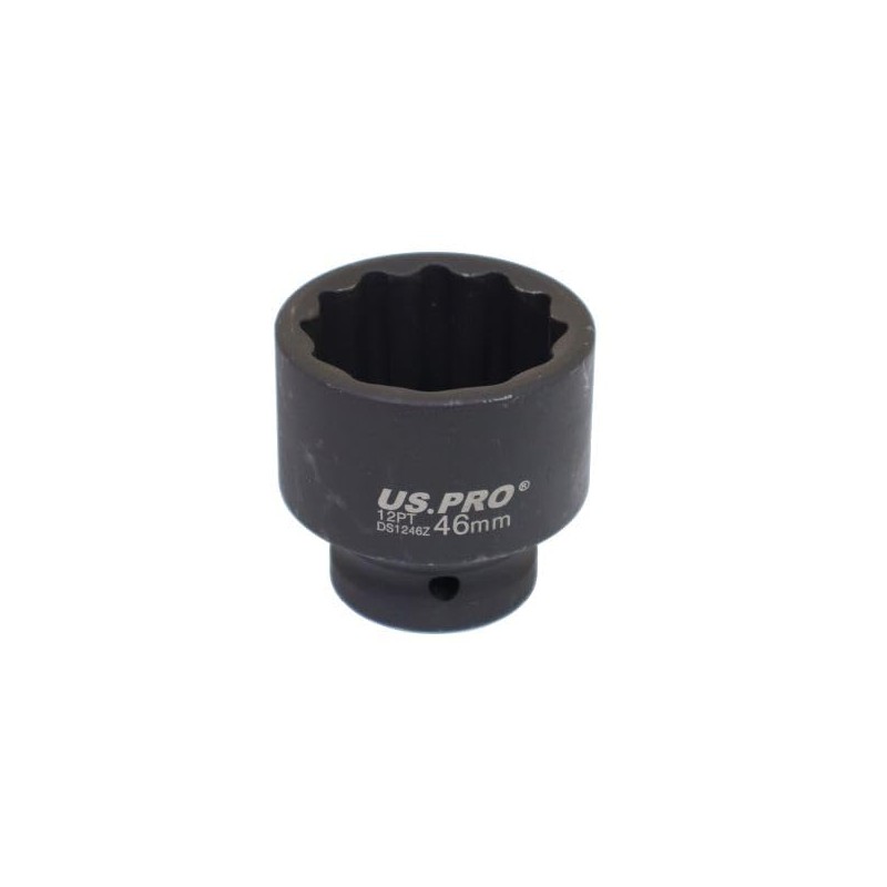 US PRO 3/4-inch Drive 46mm 12-Point Impact Socket, Chrome-Moly Steel,