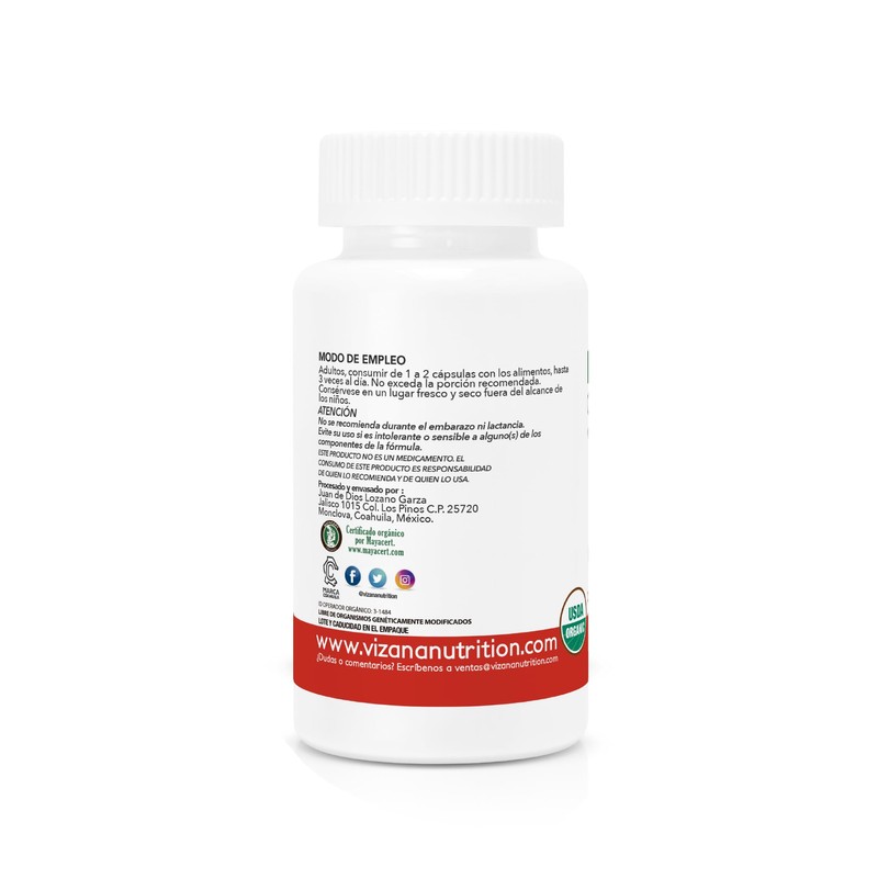 VIZANA NUTRITION | Moringa Orgánica Certificada en Cápsulas Pullulan Orgánica