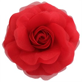 Sara Monica Flower Hair Clip and Pin: Snow Rose: Made in the USA (Red)