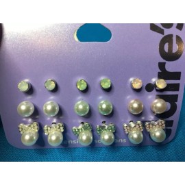 Claire's Nine Adorable Pairs Of Claire's Rhinestone and Faux Pearl Pierced Earrings