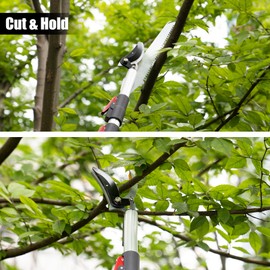 Heancare 4.6-10 Ft Tree Trimmers Long Handle Pruner with Long Reach Pole Saw, Extendable Tree Pruner Cut and Hold Pruning Trimmer, Telescoping Fruit Picker Pole Tools for Branches Bypass Lopper