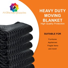 AVG Packaging Supplies Heavy Duty Moving Blanket (72” x 80”) - 65lb / Dozen, Furniture Blankets Pads for Moving & Storage, Professional Quilted Large Moving Blanket – 2ct (Blue, Dark Blue)