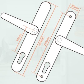 Bwintech 1 Set Satin Nickel UPVC Door Handle Set Stainless Steels 304, 92mm Backset, 210mm Screw Hole Distance, 243mm Plate Length Front Door Handles for UPVC Door