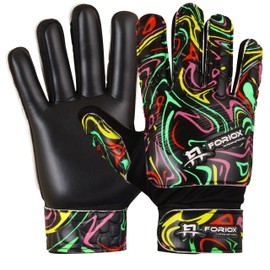 Foriox International Football Goalkeeper Gloves For Boys Girls, Kids Children Youth Soccer Goalie Goalkeeping Gloves with Super 4mm Grip Palms (Black, Size 2)