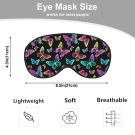 NOHSHE Colorful Butterflies Sleep Mask Eye Mask Spring Summer Mother's Day Sleep Mask Light Blocking Adjustable Smooth Soft Eye Masks for Women Deep Rest Travel