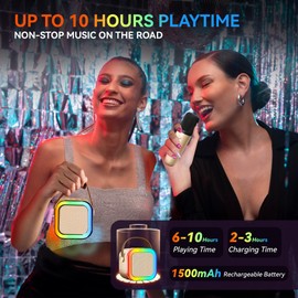 Peski Peski Karaoke Machine for Kids Adults, Portable Bluetooth Mini Karaoke Microphone Singing Speaker with 2 Wireless Mic and Light,Gifts Toys for All Smartphones,Birthday, Family,Home Party (Gold)