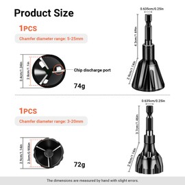 Chamfer Tool External Steel Hex Shank Deburring Chamfer Tool 3-20 mm 5-25 mm Removable Deburring Tool Deburring Metal with Chip Removal Holes for Copper Brass Wood Pack of 2