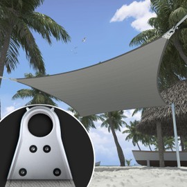 ShadeMart Heavy Duty 12' x 16' Grey Sun Shade Rectangle Shade Sail, 260 GSM Super Ring Canopy Awning Shades for Patio Carport Yard UV Blockage Commercial Grade, We Custom Size