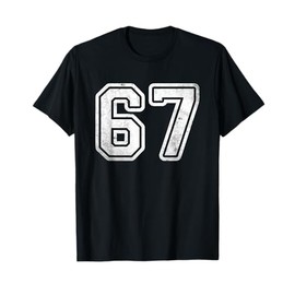 Vintage White Sports Team Number #67 T-Shirt