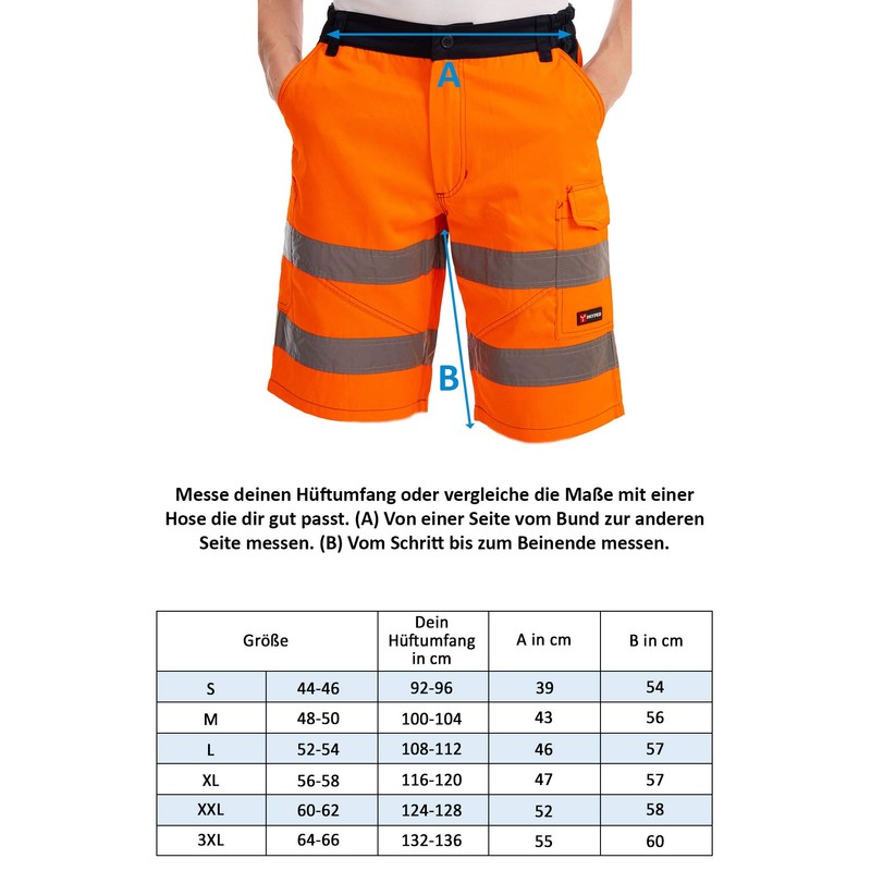 Mivaro Men's Work Shorts with Reflective Stripes in Signal Colours,