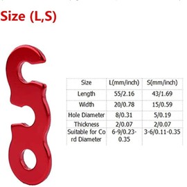 Tent Rope Tensioner Cord Tensioner Guyline Cord Tent Wind Rope Buckle Guyline, 10 Wind Rope Buckles Aluminium Alloy Guyline Wind Rope Cord Adjuster for Cam (L-Red)