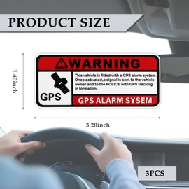 3PCS Car Stickers,Warning GPS Alarm System Anti-Theft GPS Tracking Sticker,3.2x1.4 Inch Self Adhesive Car Warning Stickers Automotive Exterior Accessories for Car SUV Truck