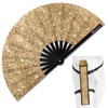 Raveahem Glitter Large Rave Folding Clack Hand Fan with Holster