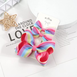 3PCS Hair Bows for Girls Hand-made Colorful Grosgrain Ribbon Hair Bows Alligator Clips Hair Accessories Barrettes for Little Teen Toddler Girls Kids (Gradient Pink Purple)