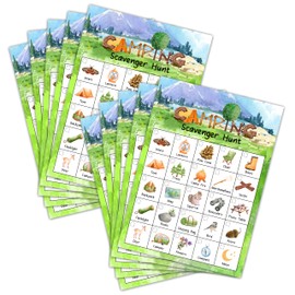 Camping Scavenger Hunt Game, Treasure Hunt Party Games Cards, Outdoor Nature Birthday Activities for Adults, Holiday Hunt For Family and Friends, Scavenger Hunt Party Supplies Decorations (25 Pack)-05