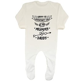 Shopagift Happy 1st Valentine's Day As My Mummy and Daddy Baby Sleepsuit Romper White
