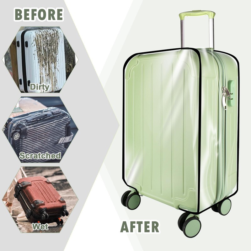 Pack of 3 Transparent Luggage Covers PVC Suitcase Protective Cover,