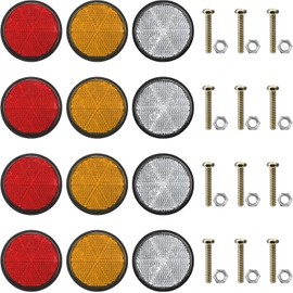 12 Stück Rund Rückstrahler 60mm Katzenaugen Anhänger Seitenstrahler Anhänger für Anhänger Beleuchtung Dreieck Rückstrahler Auto Reflektoren Motorrad Reflektorband Wohnwagen mit M5 Schrauben Muttern