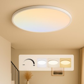 20 Inch LED Dimmable Ceiling Light Fixture 40W - Round Flush Mount Adjustable 3000K/4500K/6000K Large Kitchen Light Fixture, 4000lm Hallway Light Fixtures for Bedroom, White